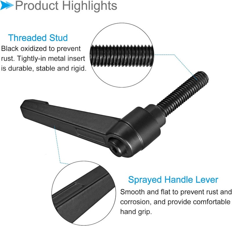 CoCud Clamping Lever Handles, M8 x 32mm Male Thread, Adjustable Quick Release Locking Rotating Bolt Knobs Black - (Applications: for Lathe Machinery), 5-Pieces - Image 4